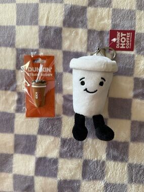Dunkin' Plush Coffee Cup Keychain & Dunkin' Iced Coffee Straw Buddy ☕️ 🤎 🍩 ✨